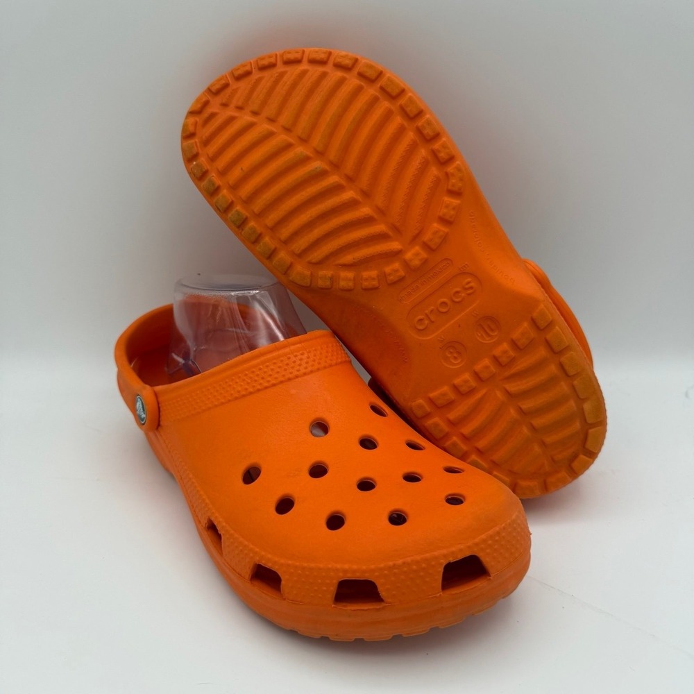 UNISEX Crocs Classic Bright Orange Casual Comfort Slip-On Clogs 8 Men 10 Women